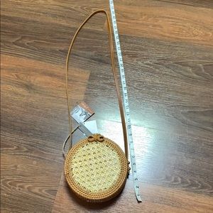 NWT genuine leather Vietnam rattan wicker bag